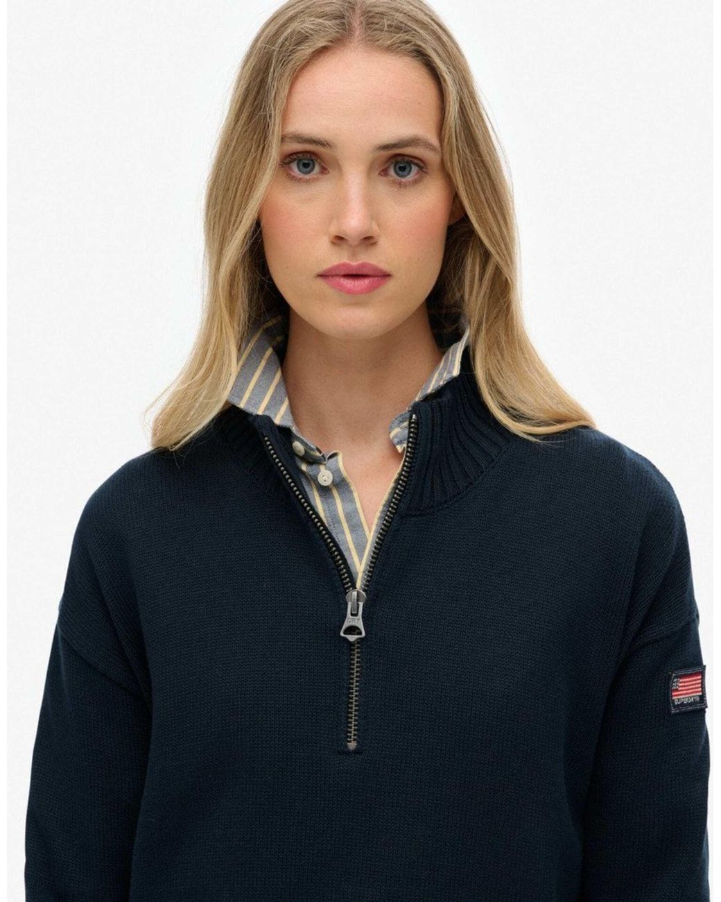 Pull ample à demi-zip en maille - éclipse Superdry en coloris Blue
