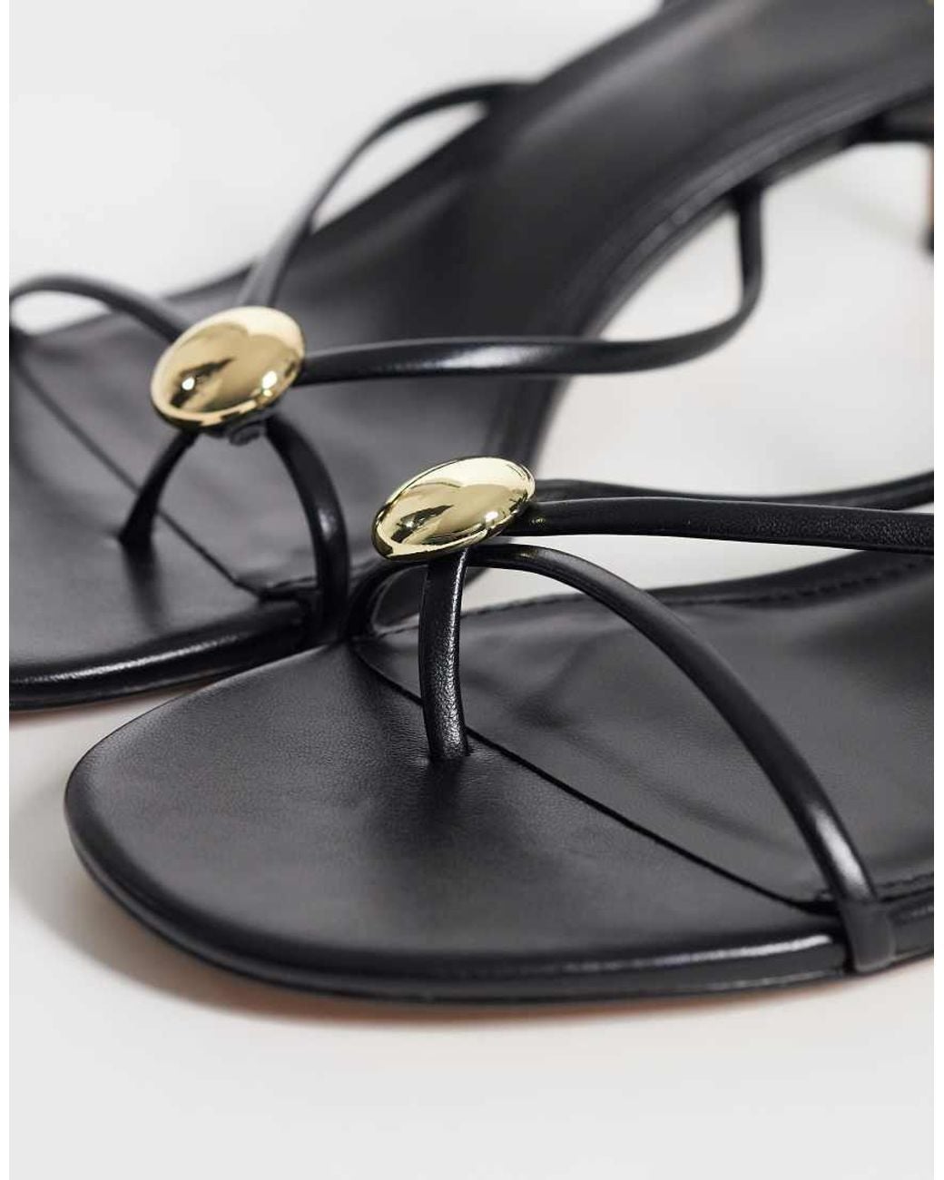 Mango White Strappy Heeled Sandals With Gold-tone Trim