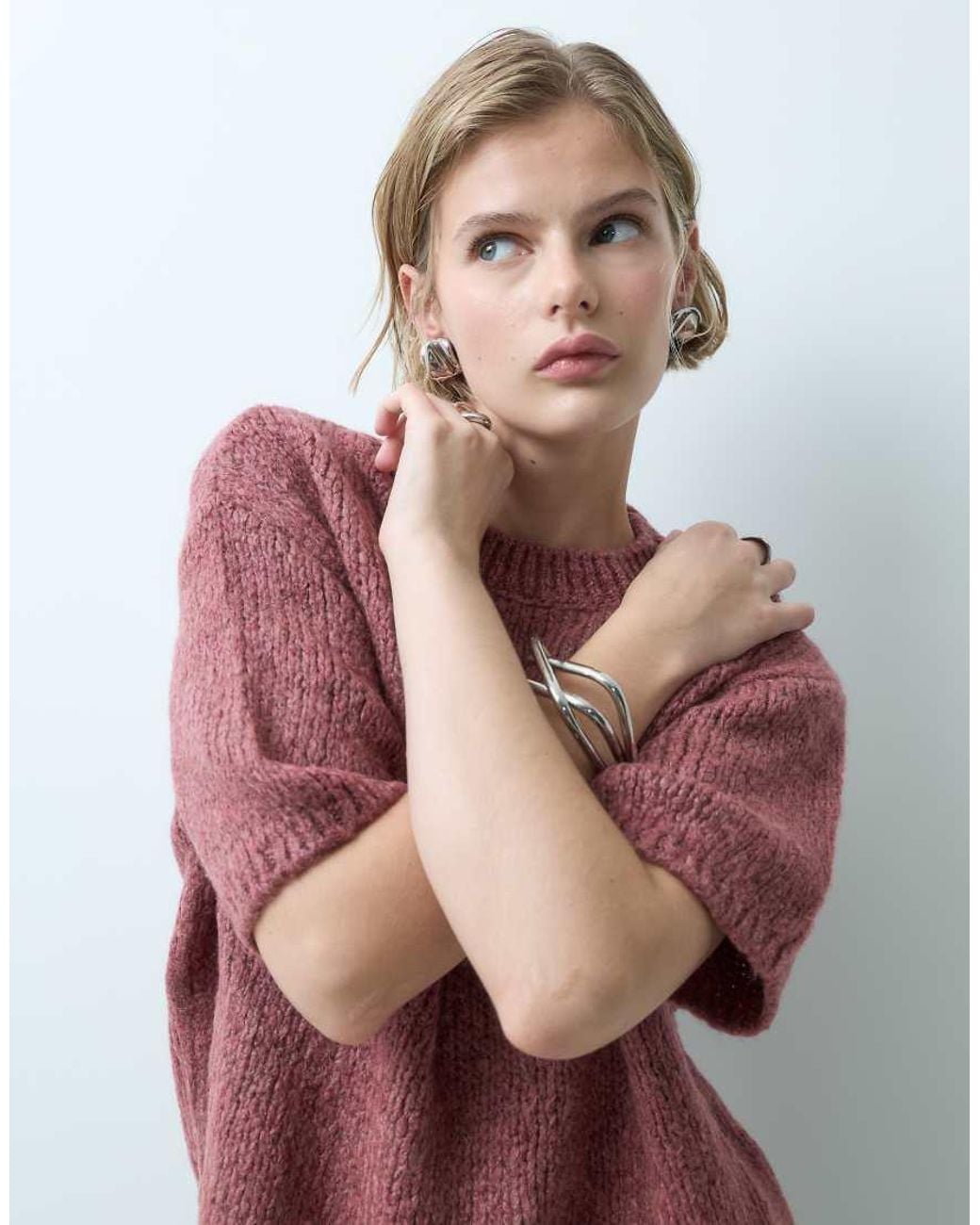 Jdy Red Short Sleeve Knitted Jumper