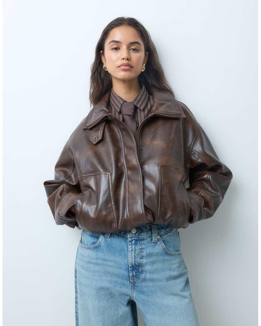 Abercrombie & Fitch Brown Funnel Neck Bomber Jacket