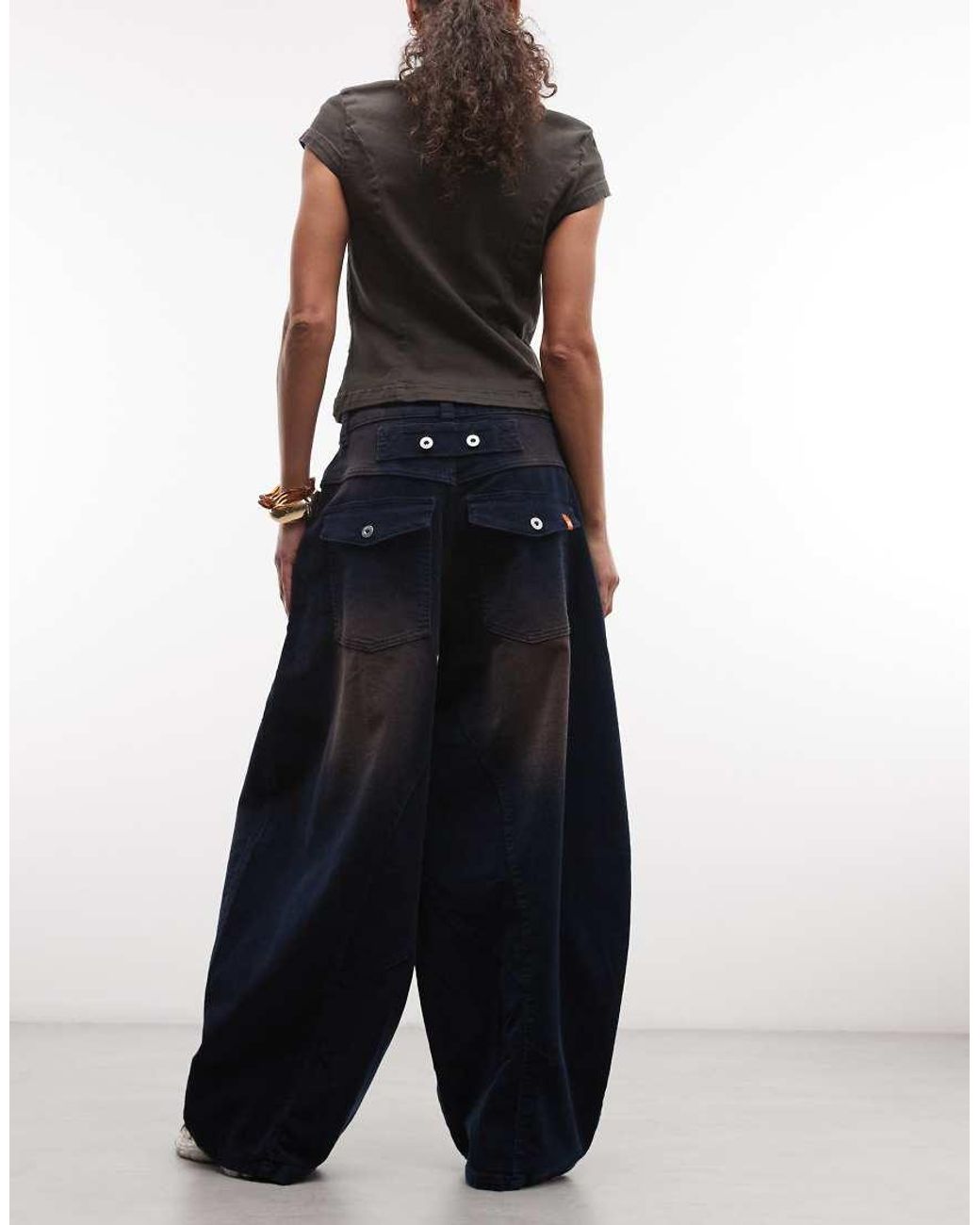 Collusion Blue Xl Balloon Cord Jeans With Contrast Stitch