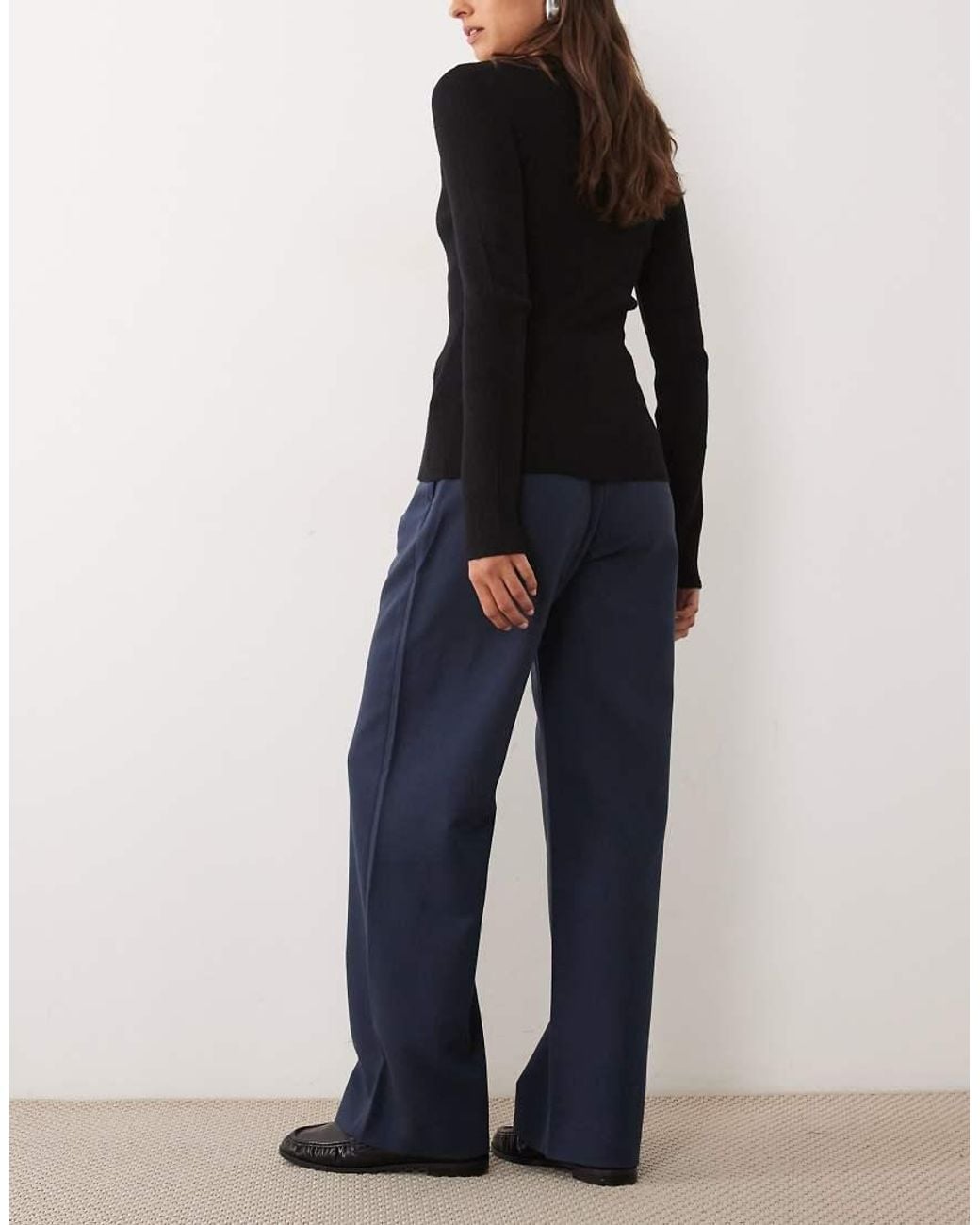 Abercrombie & Fitch Blue Sloane High Rise Wide Leg Trousers With Belt