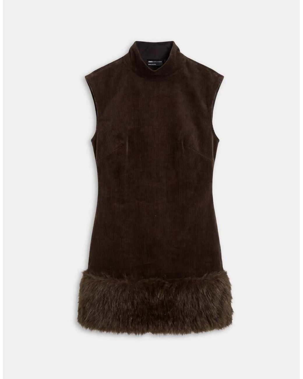 ASOS Black Fur Hem Mini Shift Dress