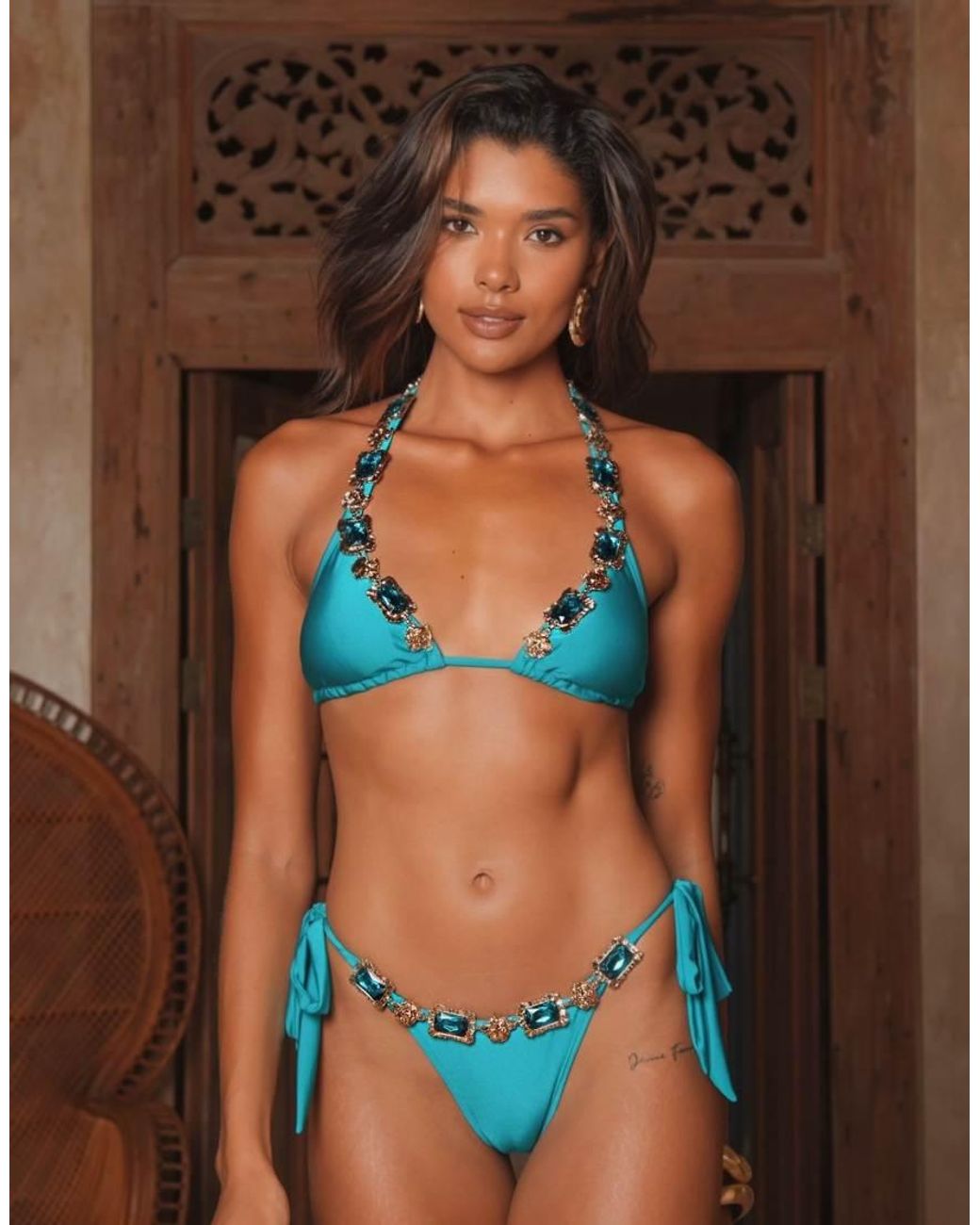 Moda Minx Blue Dubai Triangle Bikini Top