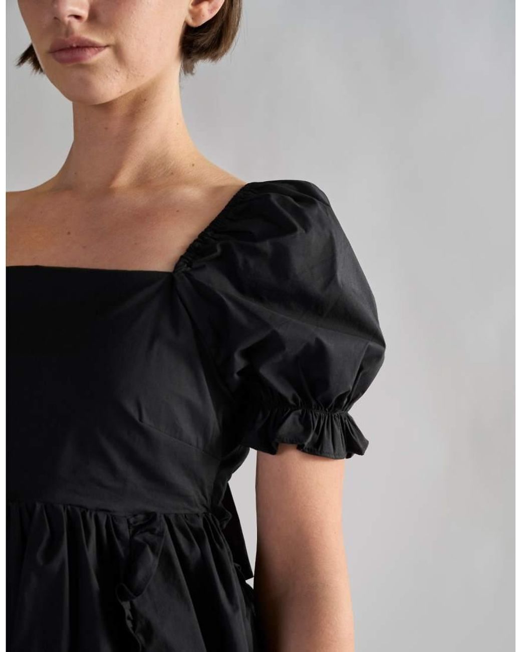 Glamorous Black Ruffle Trim Babydoll Mini Dress