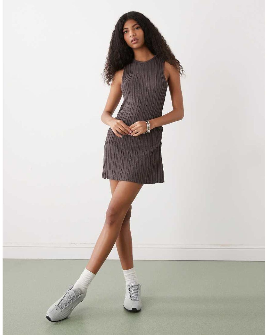 Collusion Red Fine Knit Sheer Mini Dress