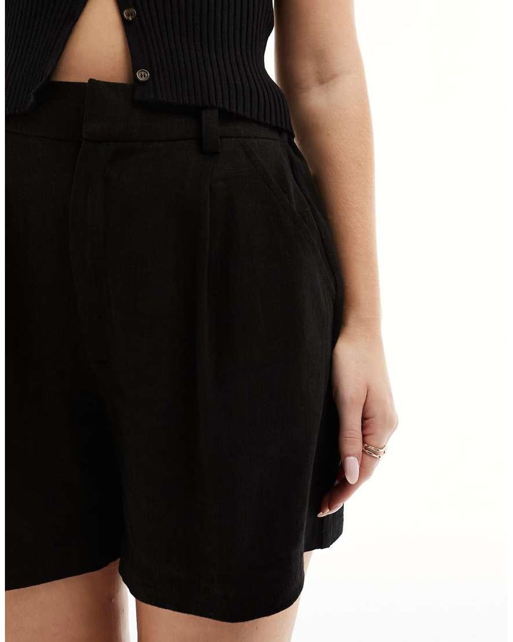 ASOS Black Hourglass Dad Short With Linen