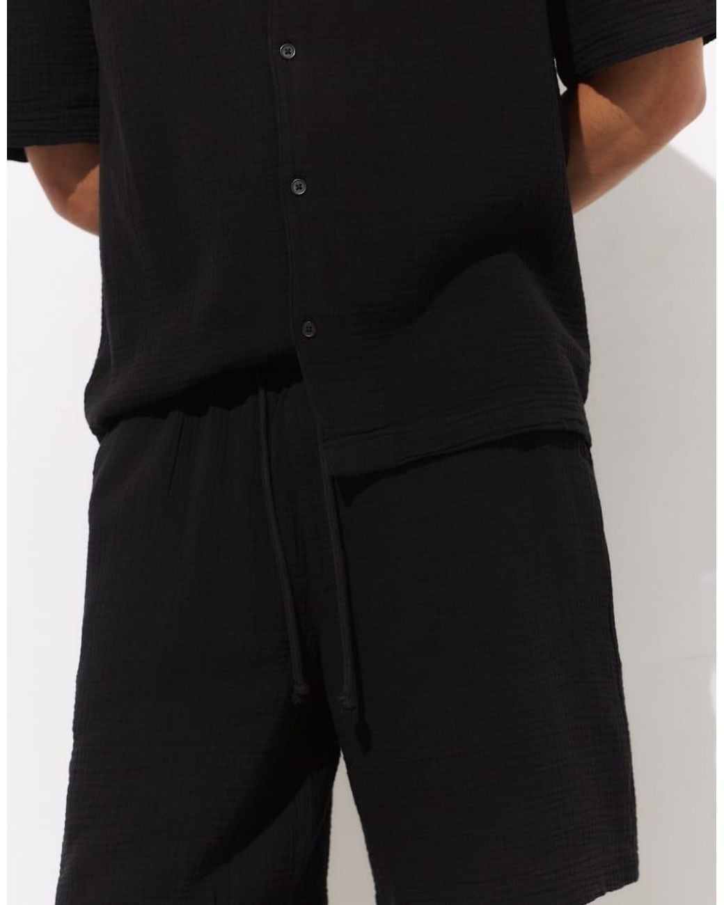 Pull&Bear Black Bermuda Short Sweatpants for men
