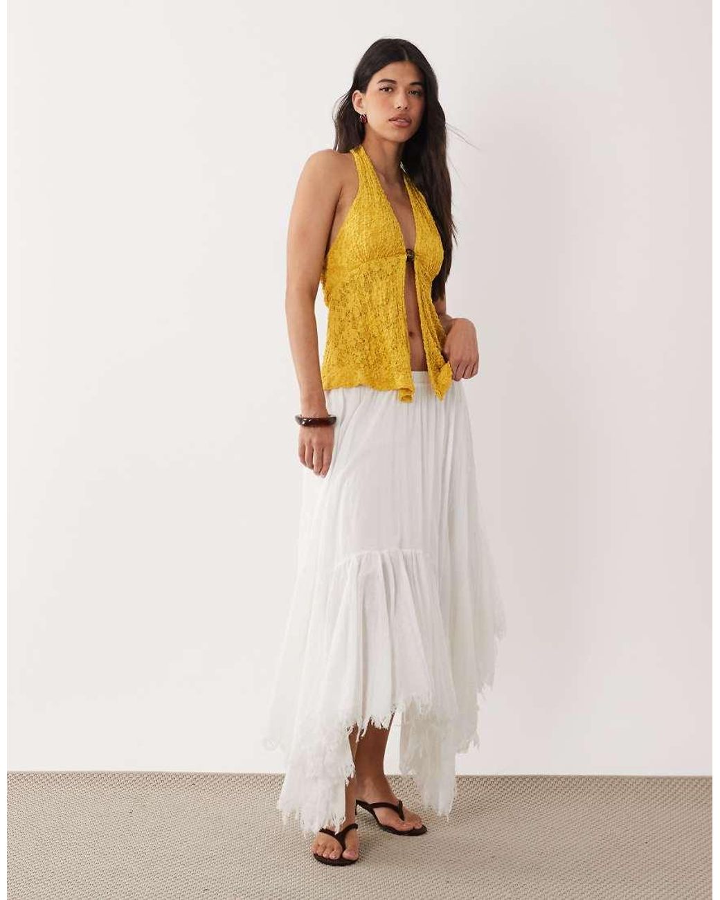 Gina Tricot Orange Lace Halterneck Top