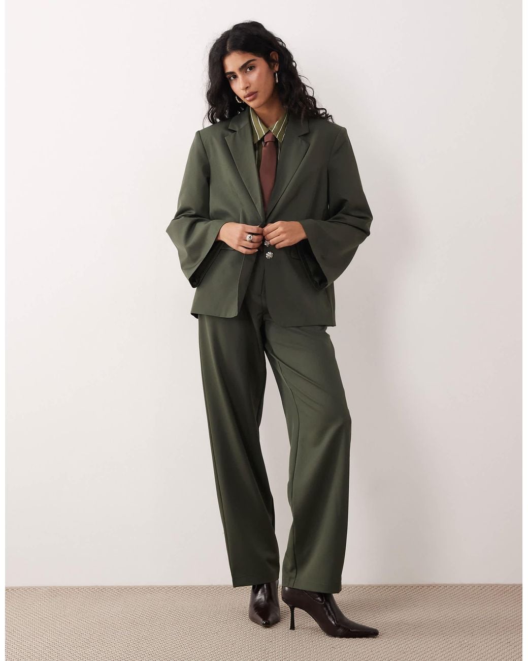 Vila Brown Hammered Button Tailored Blazer