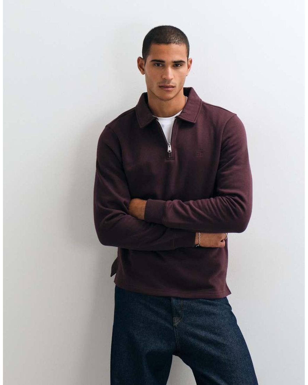 Threadbare Blue 1/4 Zip Polo Sweatshirt for men