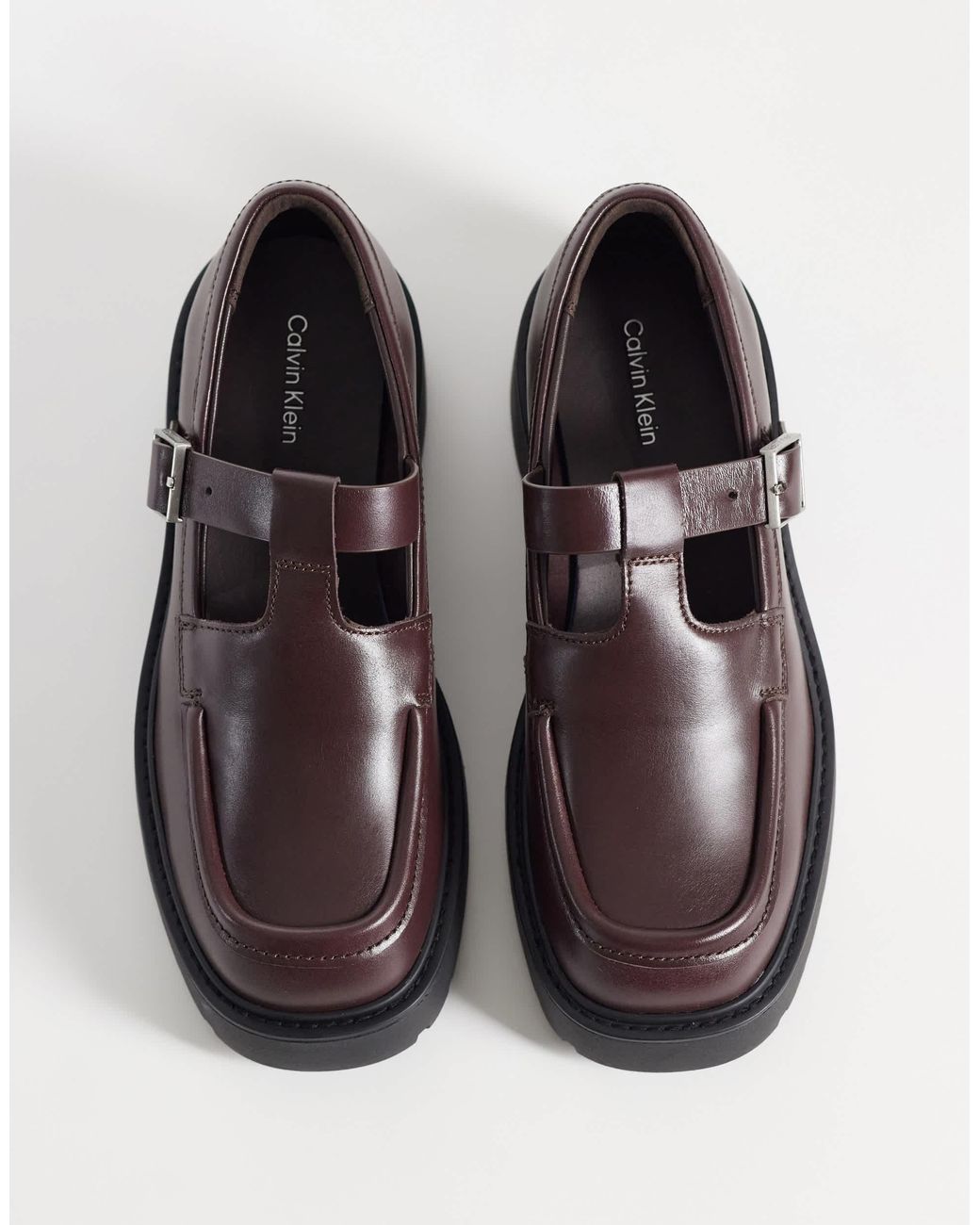 Calvin Klein Brown Klobiger leder-loafer