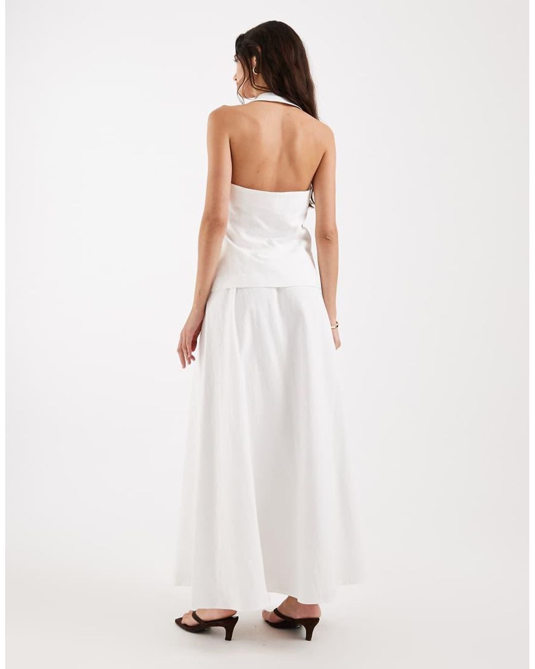 4th & Reckless White Cotton Floaty Maxi Skirt