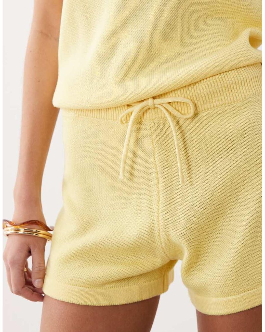ASOS Yellow Knit Cotton Blend Shorts