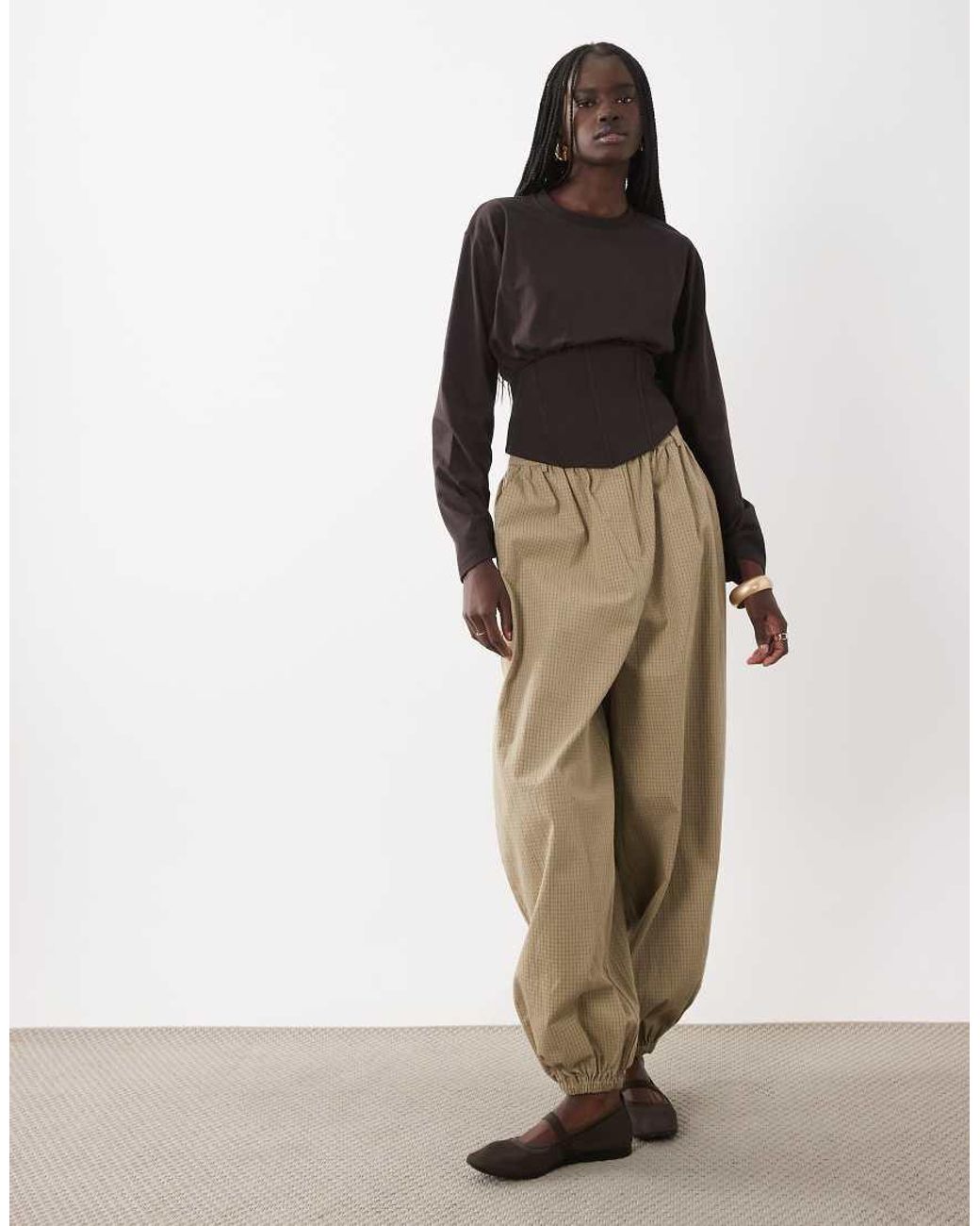 ASOS Brown Corset Styling Long Sleeve T-shirt