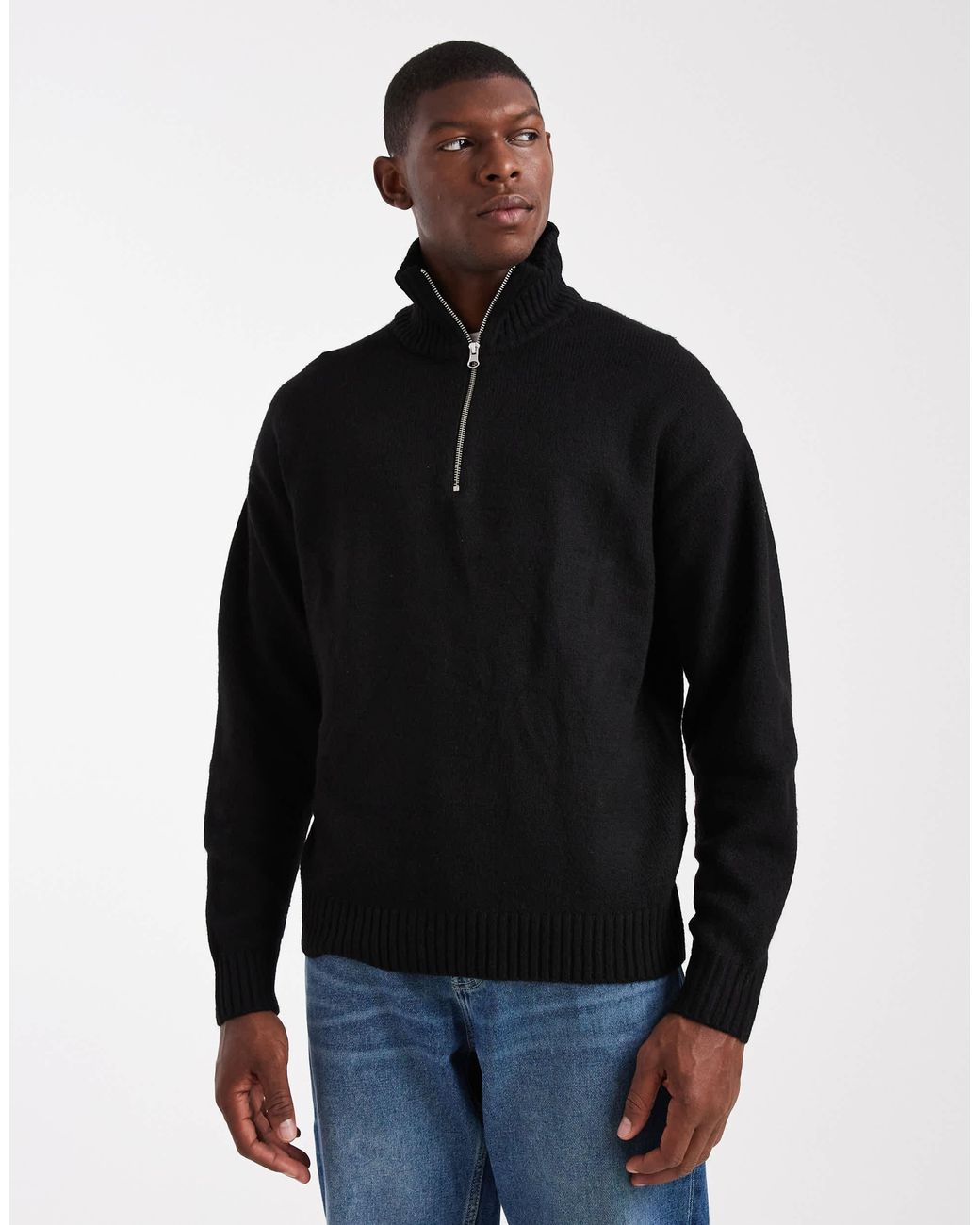 Jack & Jones – flauschiger pullover in Black für Herren