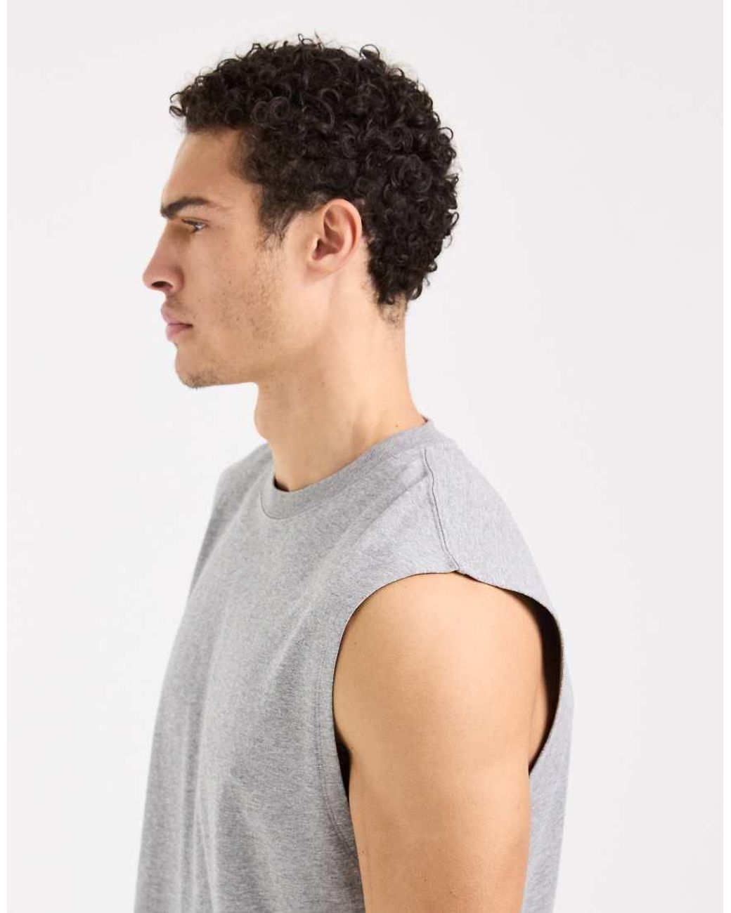 4505 Gray Cotton Cropped Lifting Tank With Quick Dry Finish for men