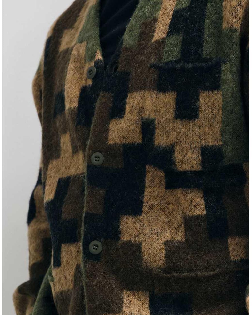 Stan Ray Green Knitted Wool Mix Mohair Cardigan for men