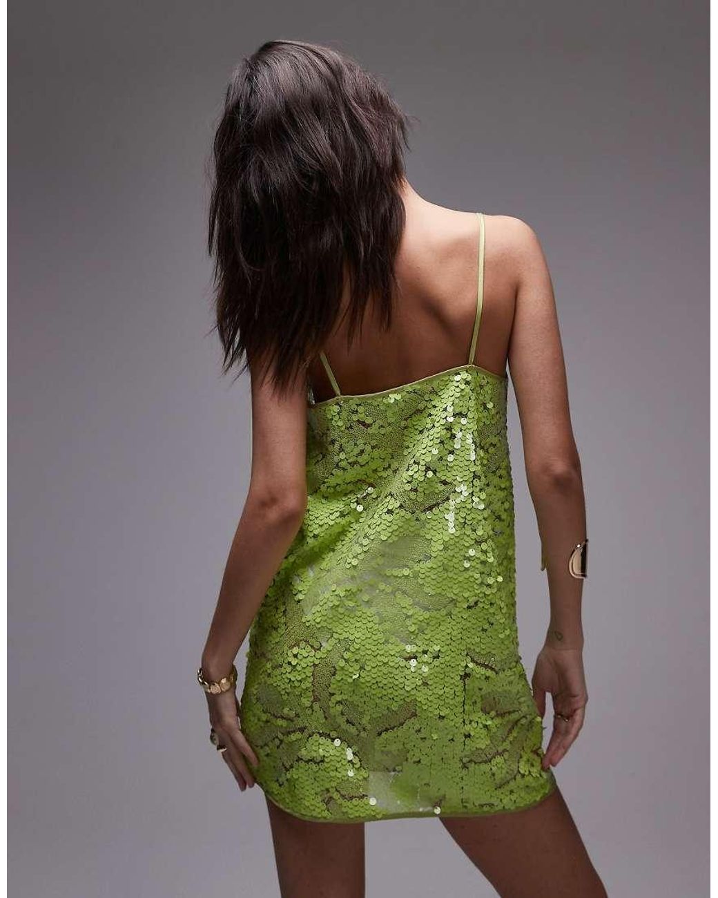 green emerald velvet dress Rent Topshop Disco Sequin Midi Dress In Bright Green