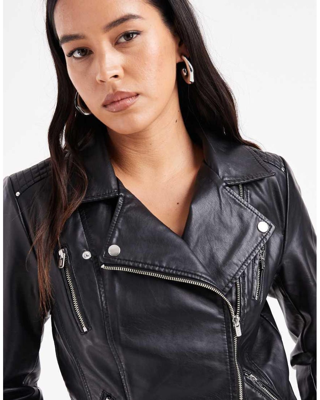 ONLY Black Faux Leather Biker Jacket
