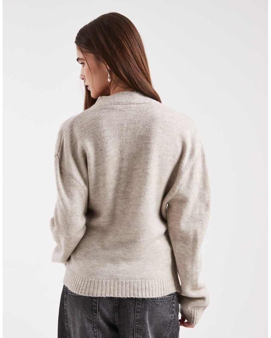 Miss Selfridge Natural Tie Side Knitted Wrap Jumper