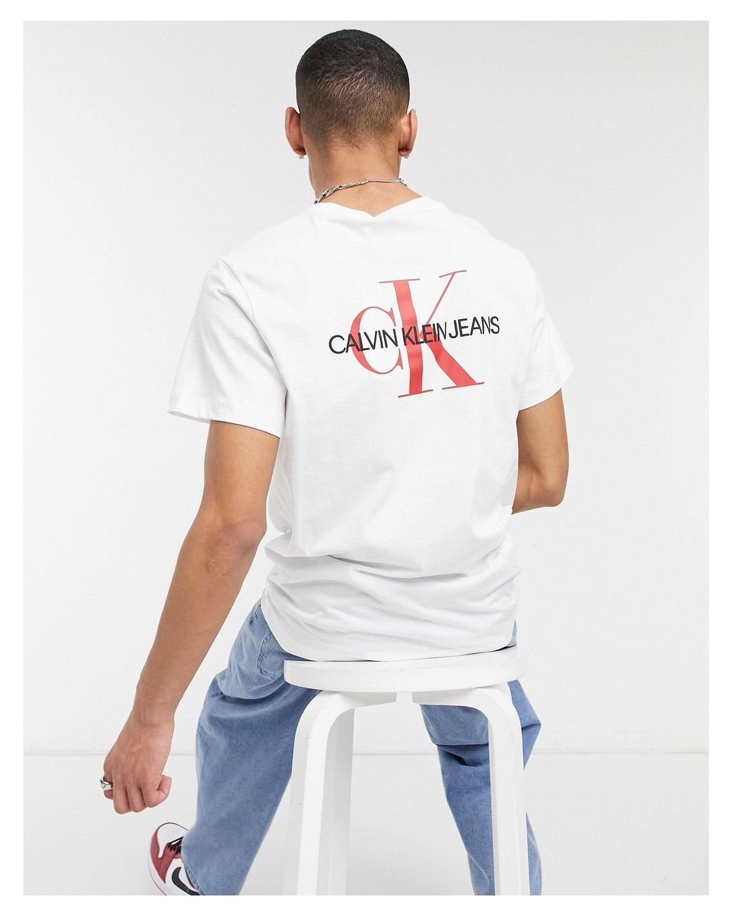 Calvin Klein – es T-Shirt mit Monogramm-Logoprint auf der Rückseite in Weiß  für Herren | Lyst DE