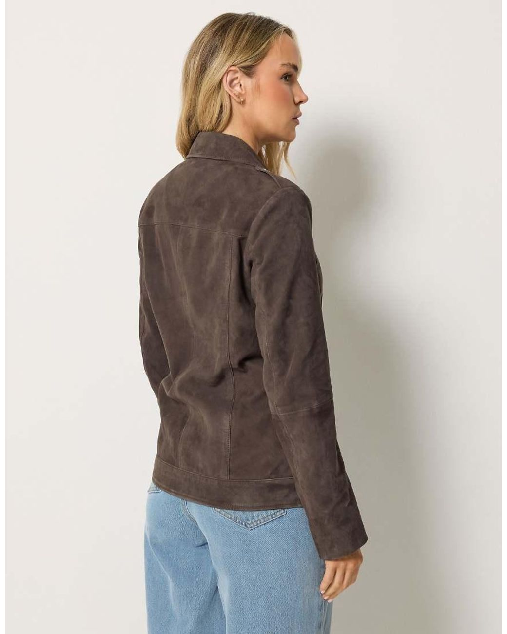 Long Tall Sally Brown Suede Biker Jacket