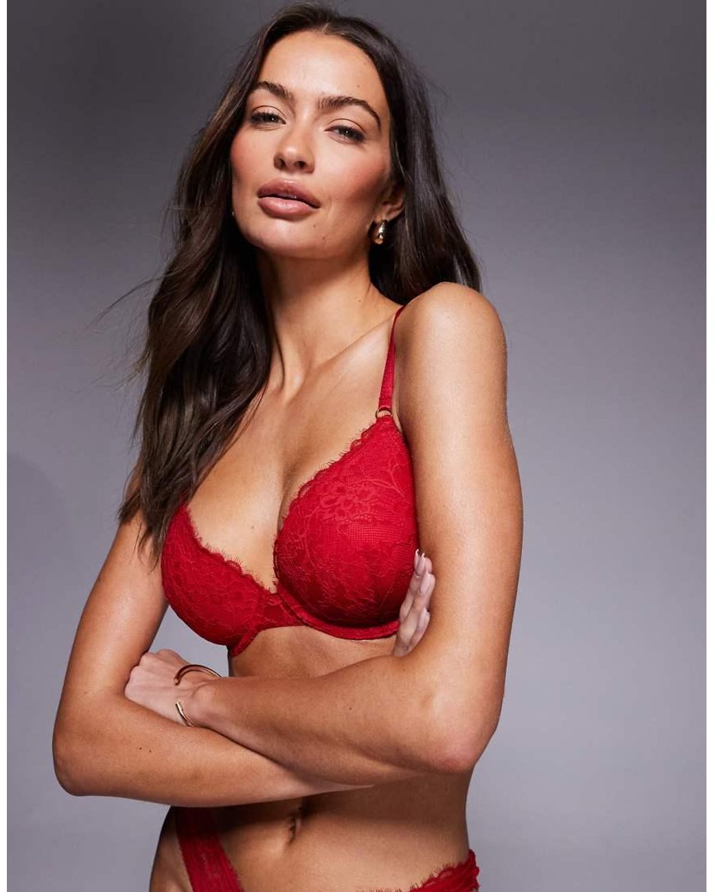 ASOS Red Tyla Eyelash Lace Moulded T-shirt Bra