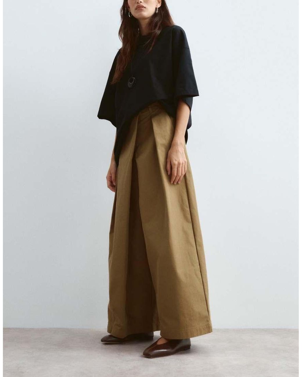 ARRANGE Green Alva Fold Detail Wide Leg Pants
