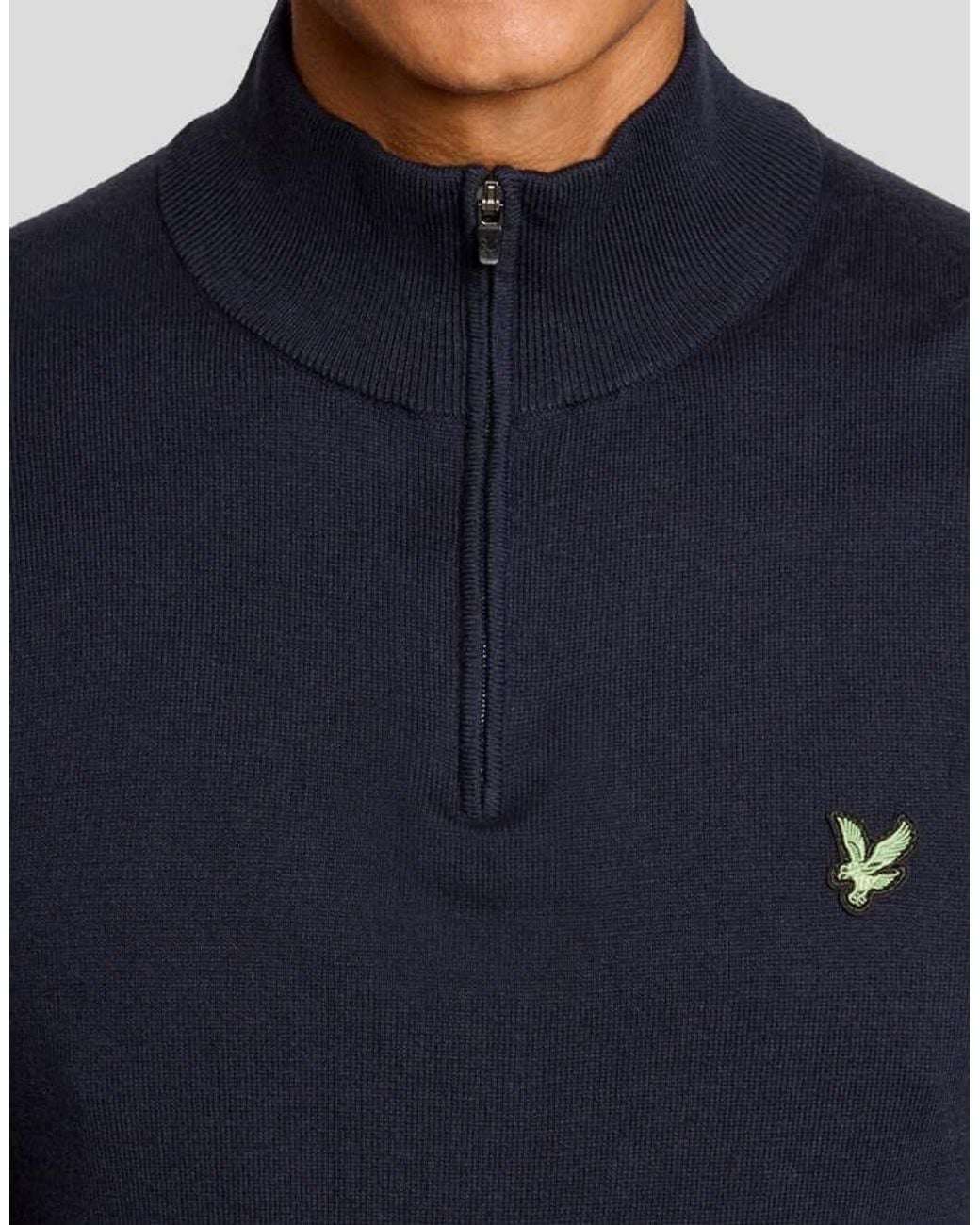 Lyle & Scott Blue Mid Knits Golf Polyblend Quarter Zip Jumper for men