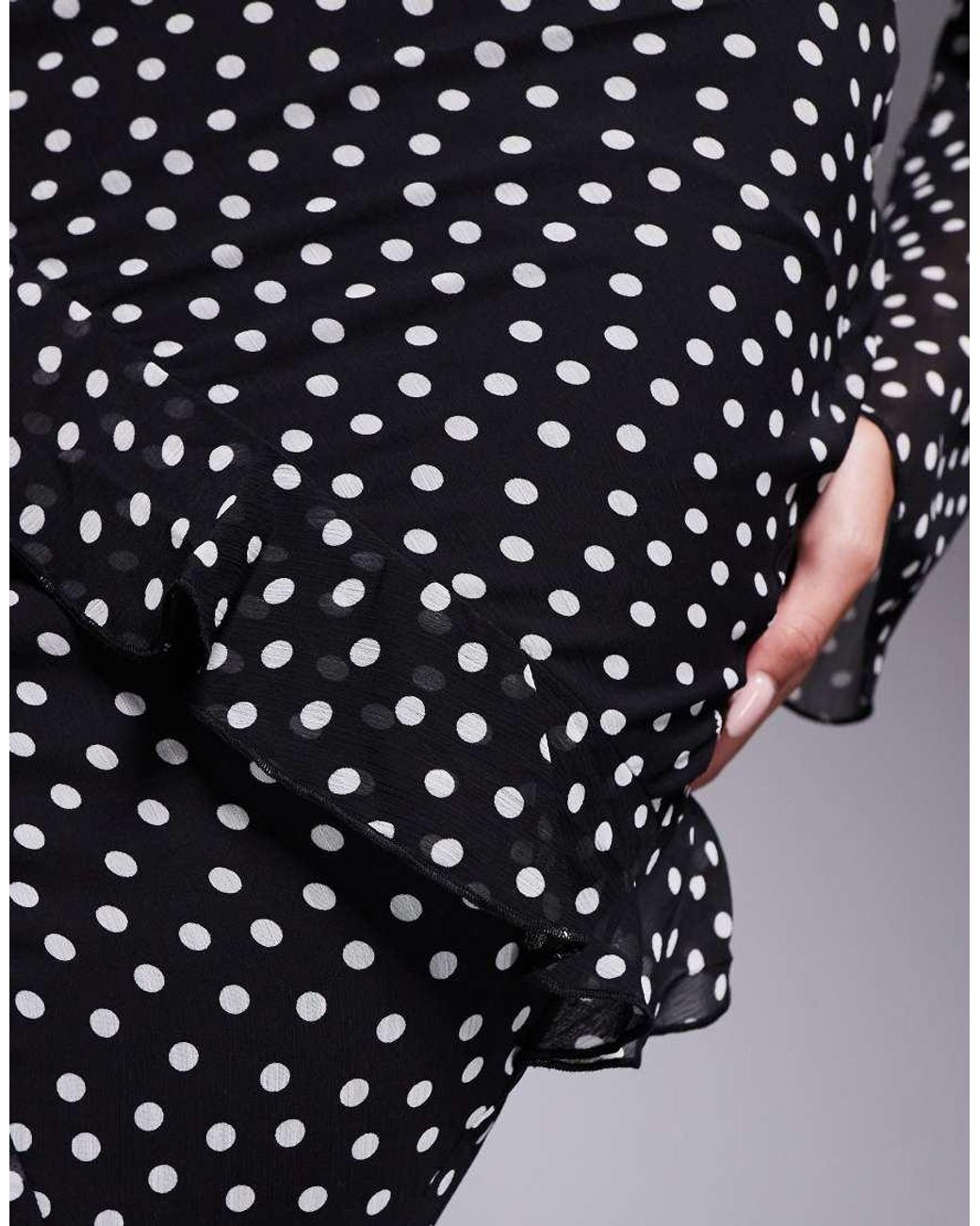New Look Blue Co-ord Polka Dot Ruffle Chiffon Midi Skirt