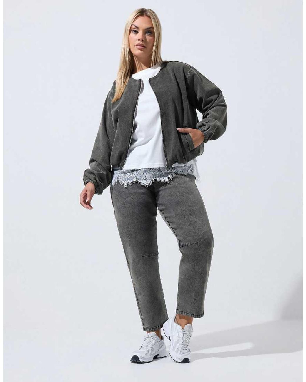 Yours Clothing Gray Barrel Leg Jeans