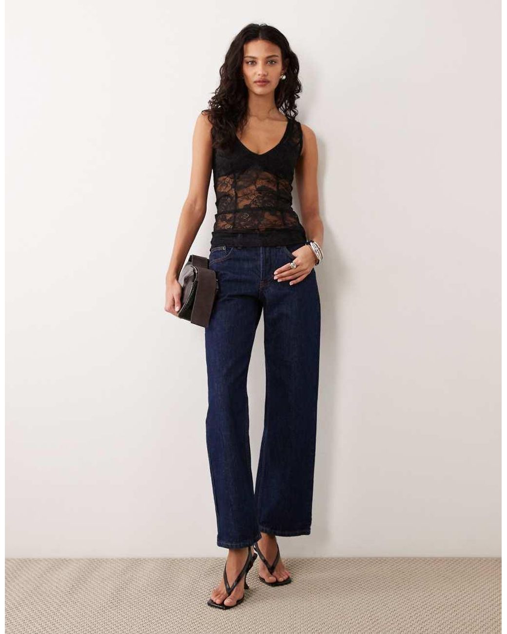 Motel Blue Yoren Scoop Neck Lace Top