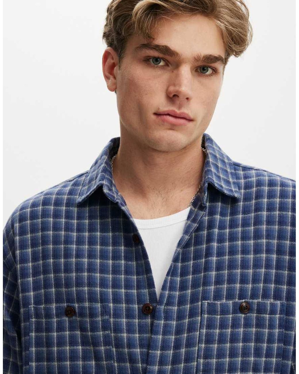 Cotton On Blue Richmond Long Sleeve Shirt for men