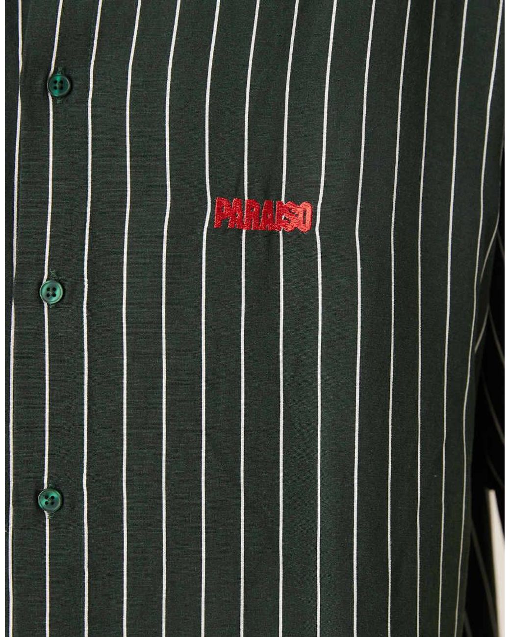 ASOS Green Oversized Stripe Shirt With Chest Embroidery for men
