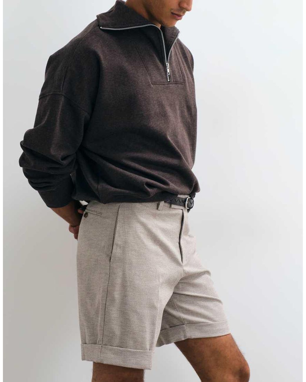 ASOS Natural Linen Rich Tailored Regular Shorts for men