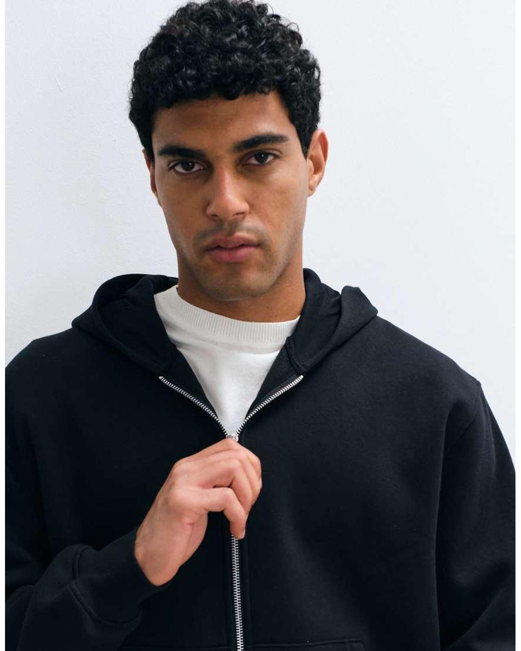 ASOS Blue Essentials Oversized Boxy Zip Through Hoodie for men