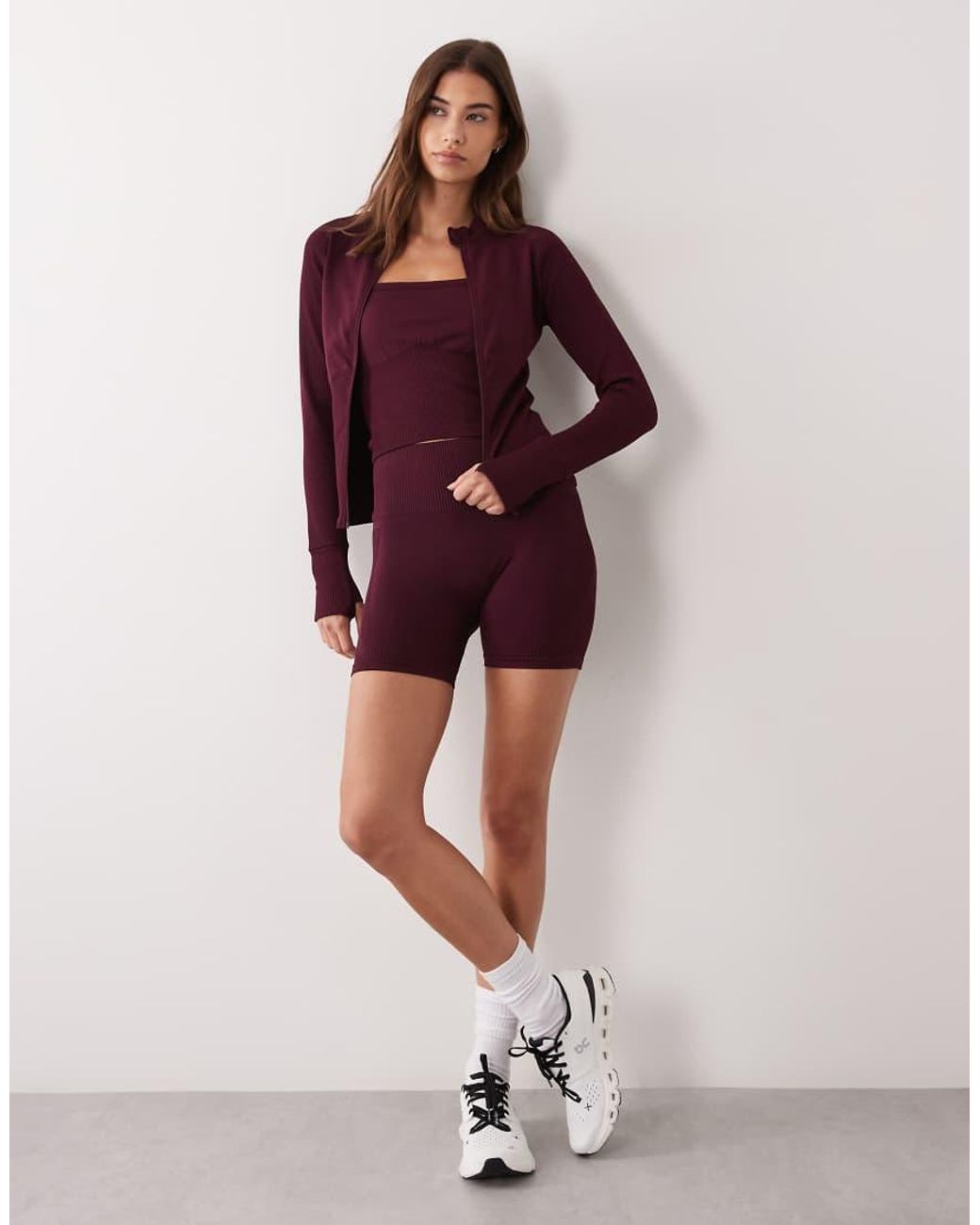 4505 Purple Sculpting Seamless Zip Up Long Sleeve Top