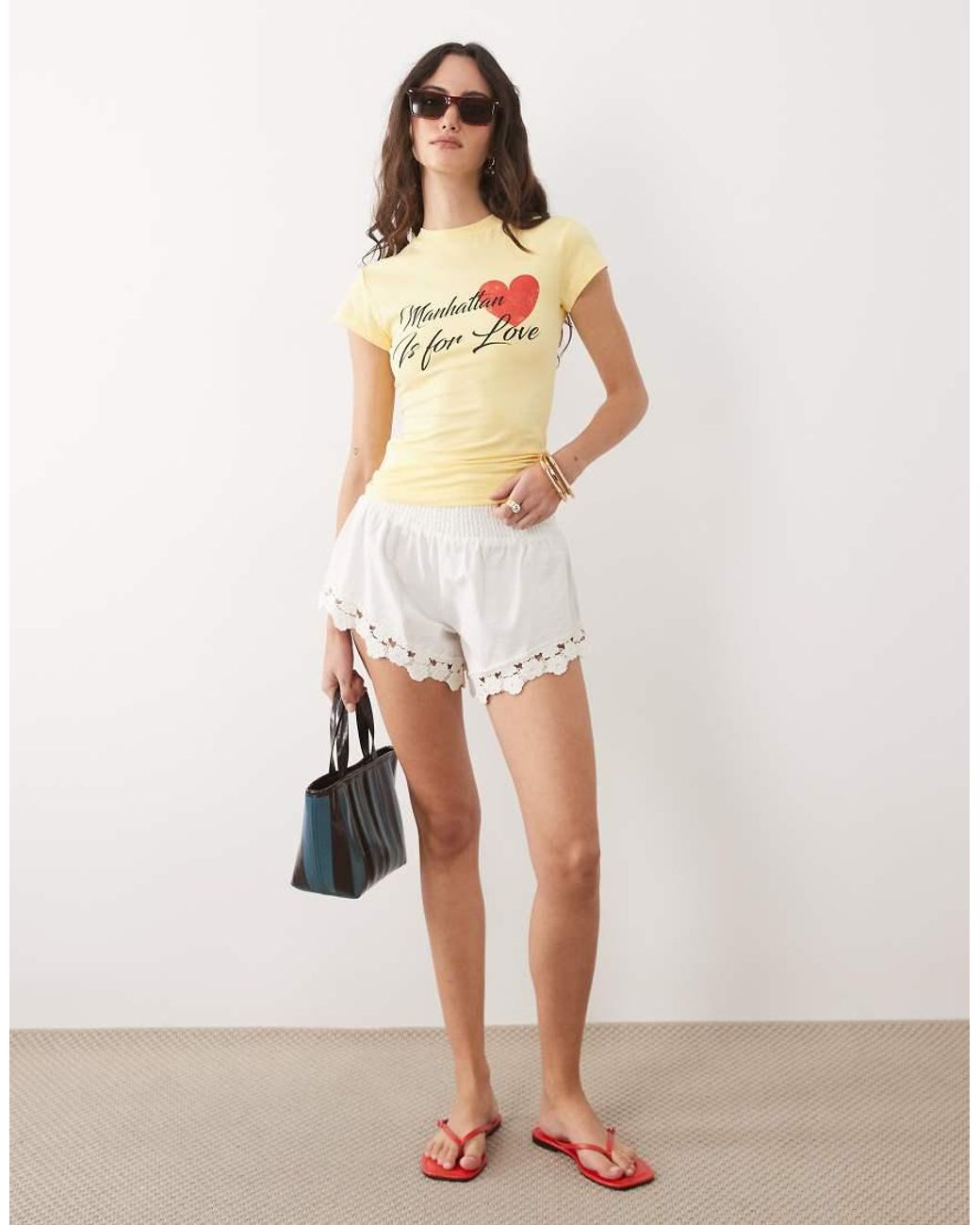 ASOS Green Short Sleeve T-shirt With Manhattan Love Graphic