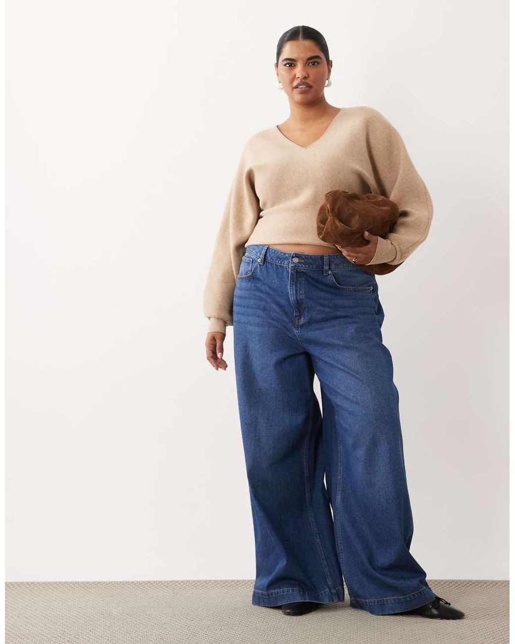 ASOS Blue Asos Design Curve Compact Batwing Jumper