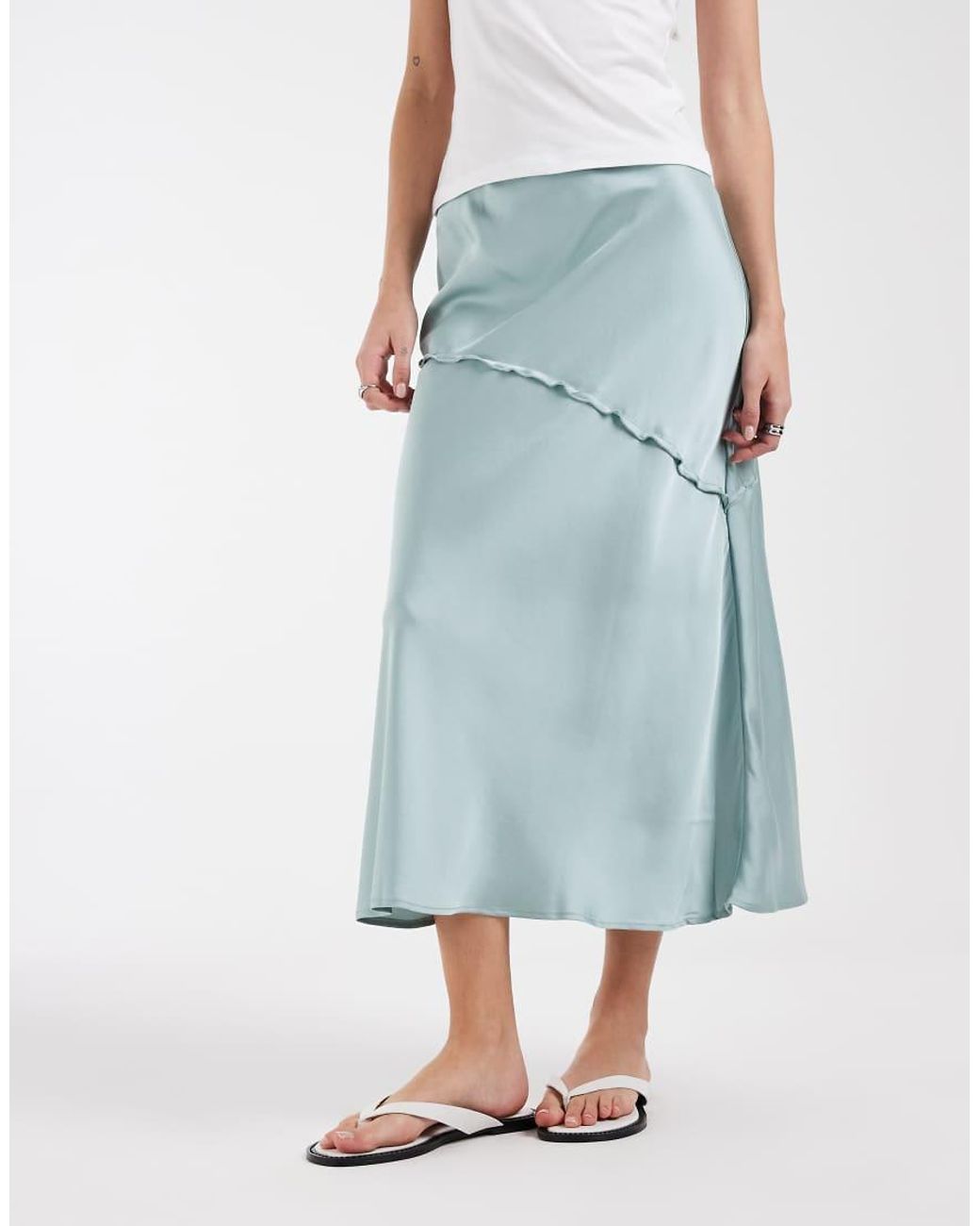 Aware Natural Satin Maxi Skirt With Drop Waist