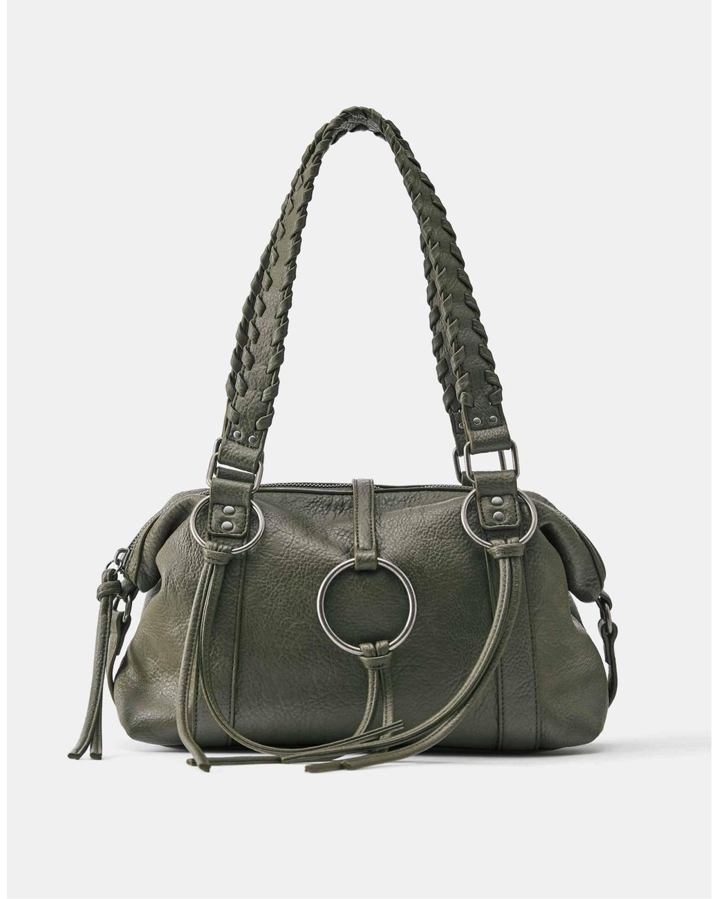 Pull&Bear Green Schultertasche mit ring-detail