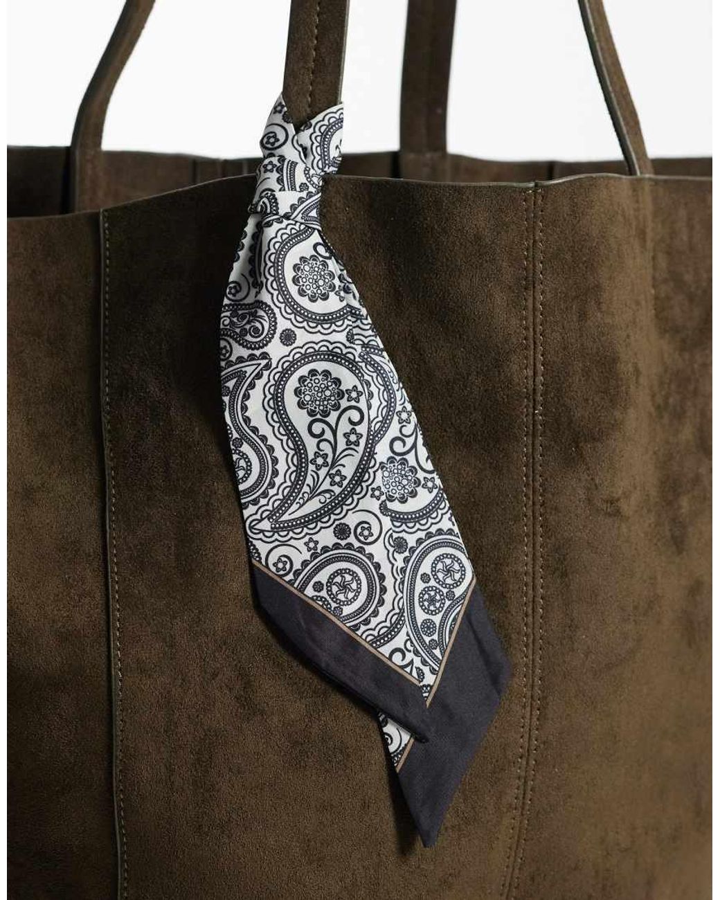 ASOS Black Faux Suede Tote Bag With Satin Paisley Scarf for men