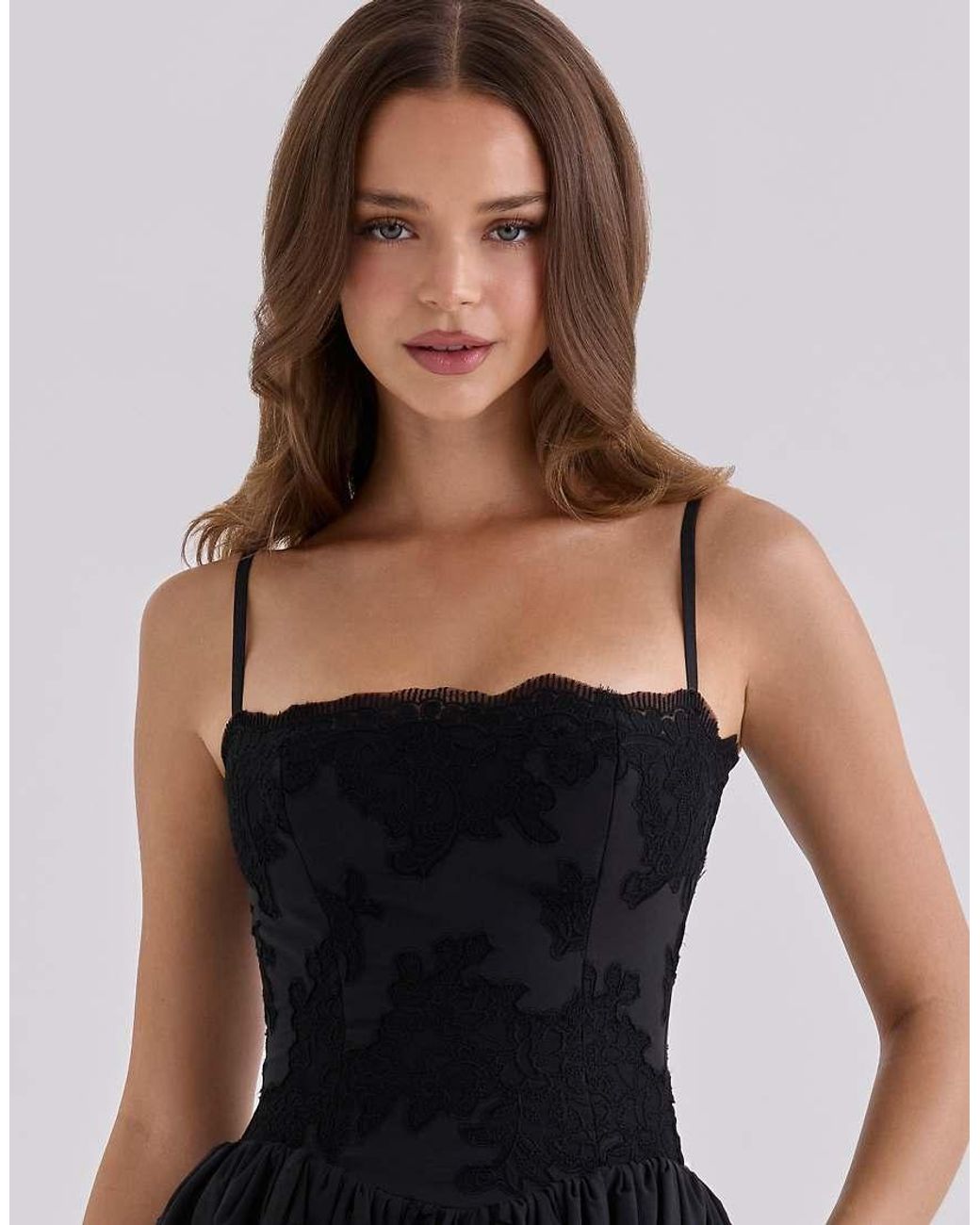 House Of Cb Black Chloe Cotton Broderie Anglaise Lace Midi Sundress