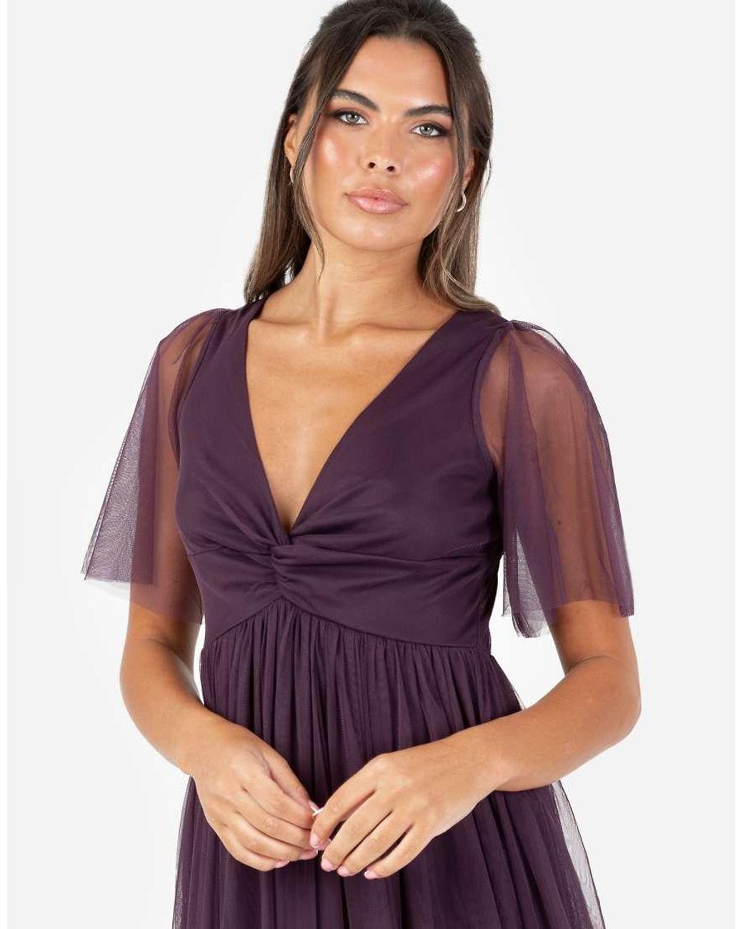 ANAYA Purple Twist Detail Maxi Dress