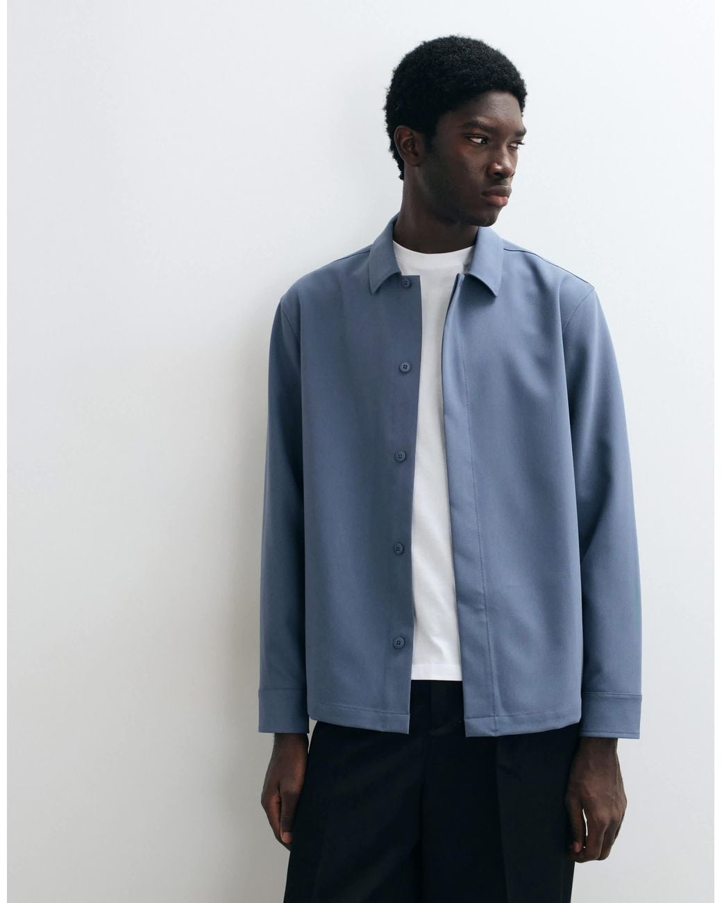 ASOS Blue Smart Overshirt With Concealed Placket for men