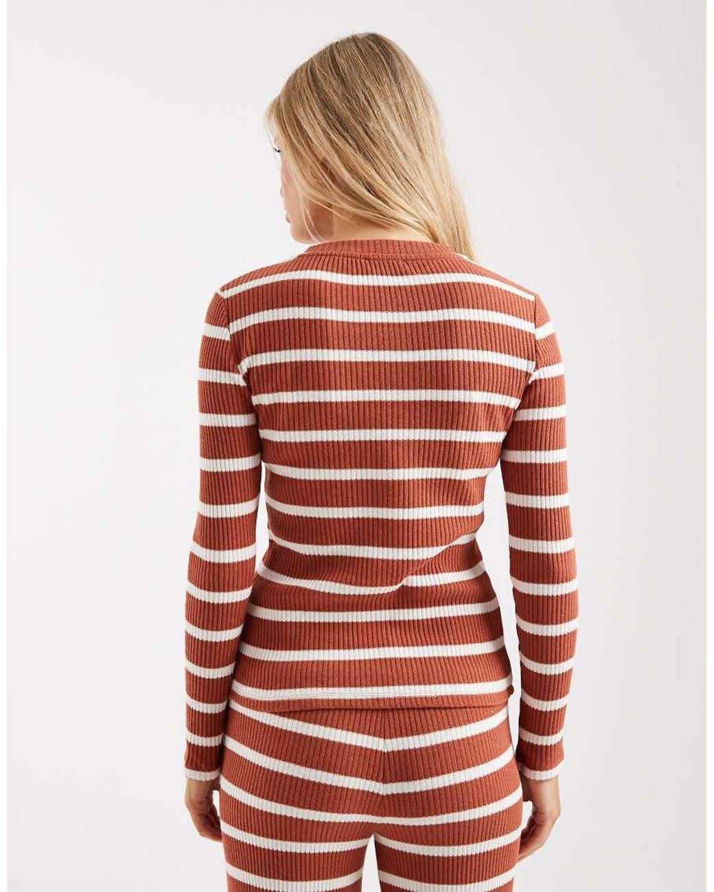 ASOS Geribbeld Vest Met Lange Mouwen En Strepen in het Red