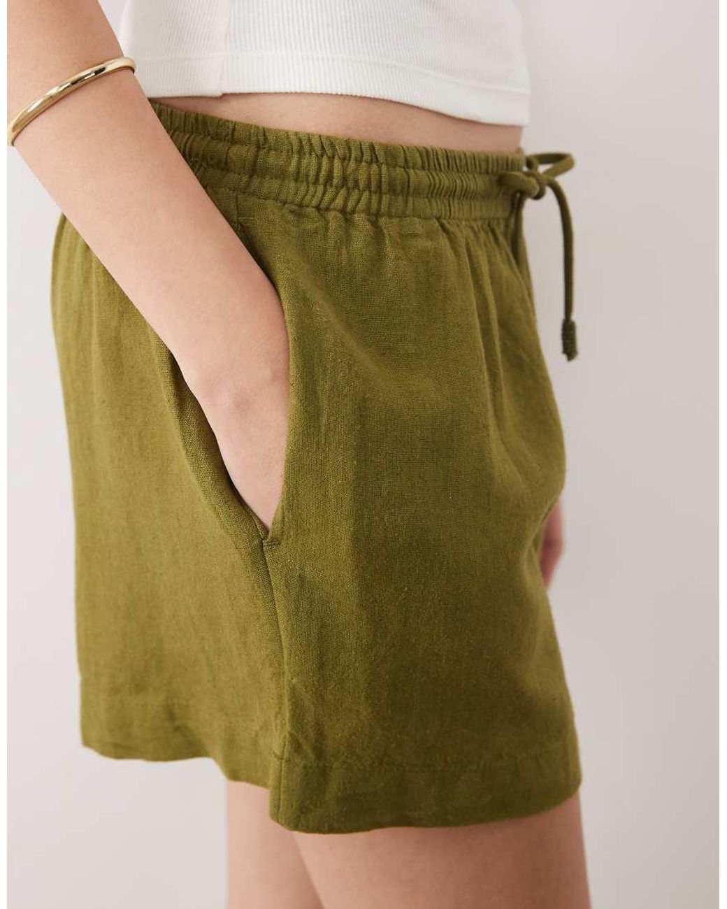 River Island White Linen Blend Shorts
