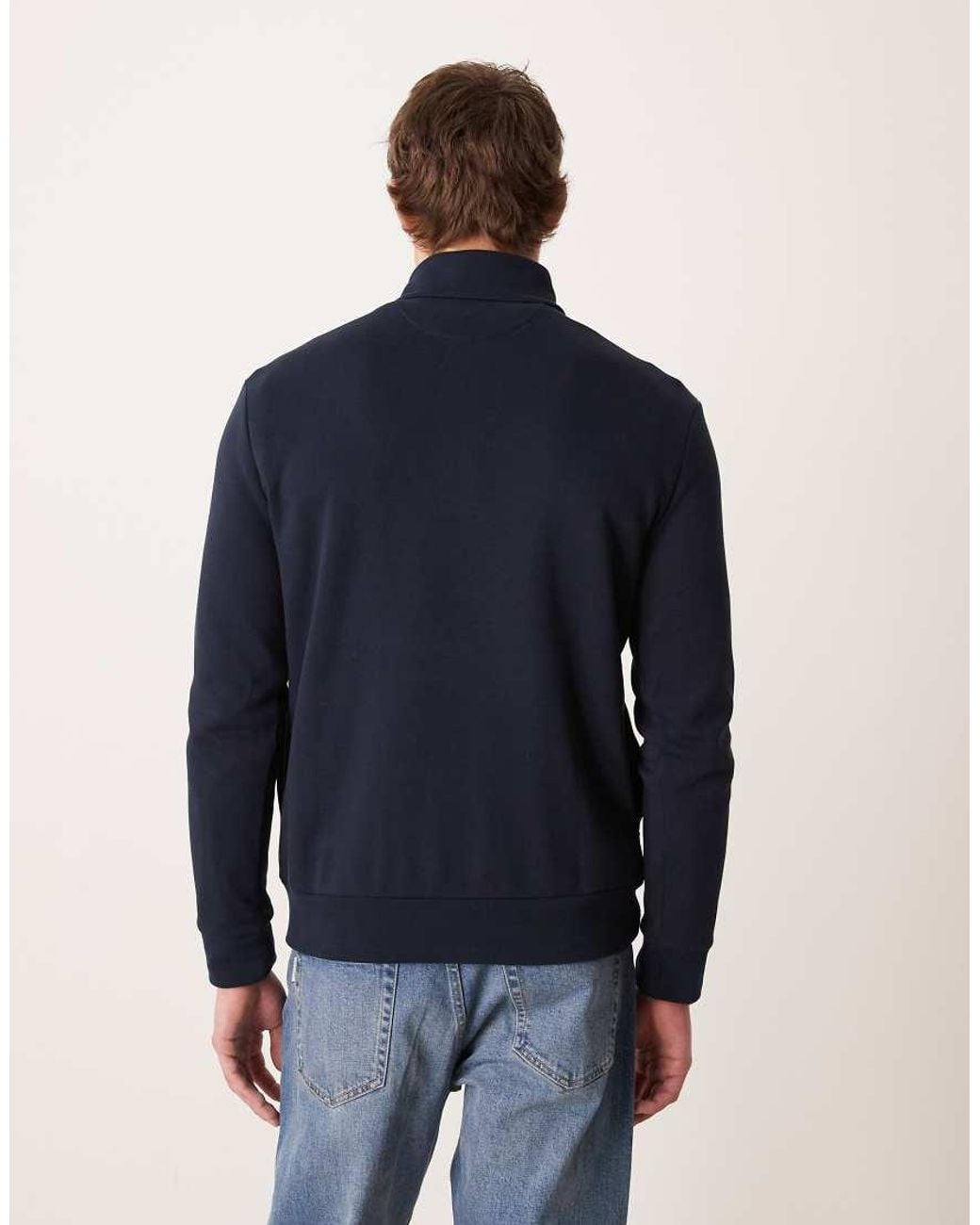 Polo Ralph Lauren Blue Icon Logo Lightweight Double Knit Tech Half Zip Sweatshirt for men