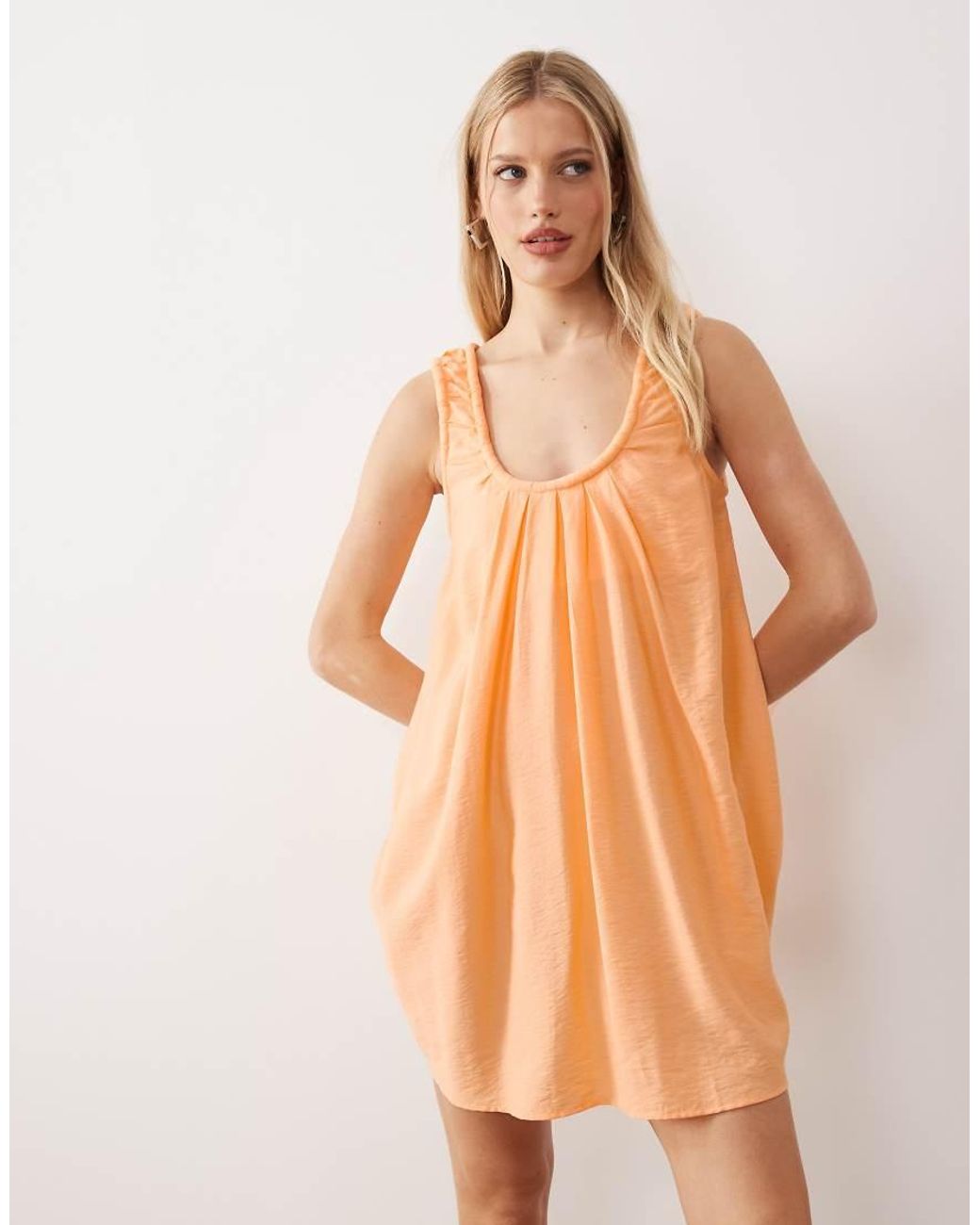 ASOS Natural Ruched Neck Mini Sundress